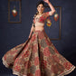 Elegant Maroon Printed Kantha Lehenga With Matching Blouse & Embroidered Dupatta .