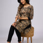 Stylish Black Cotton Tunic with Vibrant Kalamkari Print