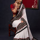 Exclusive Georgette saree with Ajrakh borders & Intricate Hand Embroidered highlights