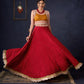 Beautiful Red Bandhani Lehenga With Mustard Embroidered Blouse & Matching Dupatta.