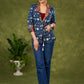 Chic Navy Blue Kantha Jacket With Contrasting Collar For A “Stylish Twist”   Inner Optional