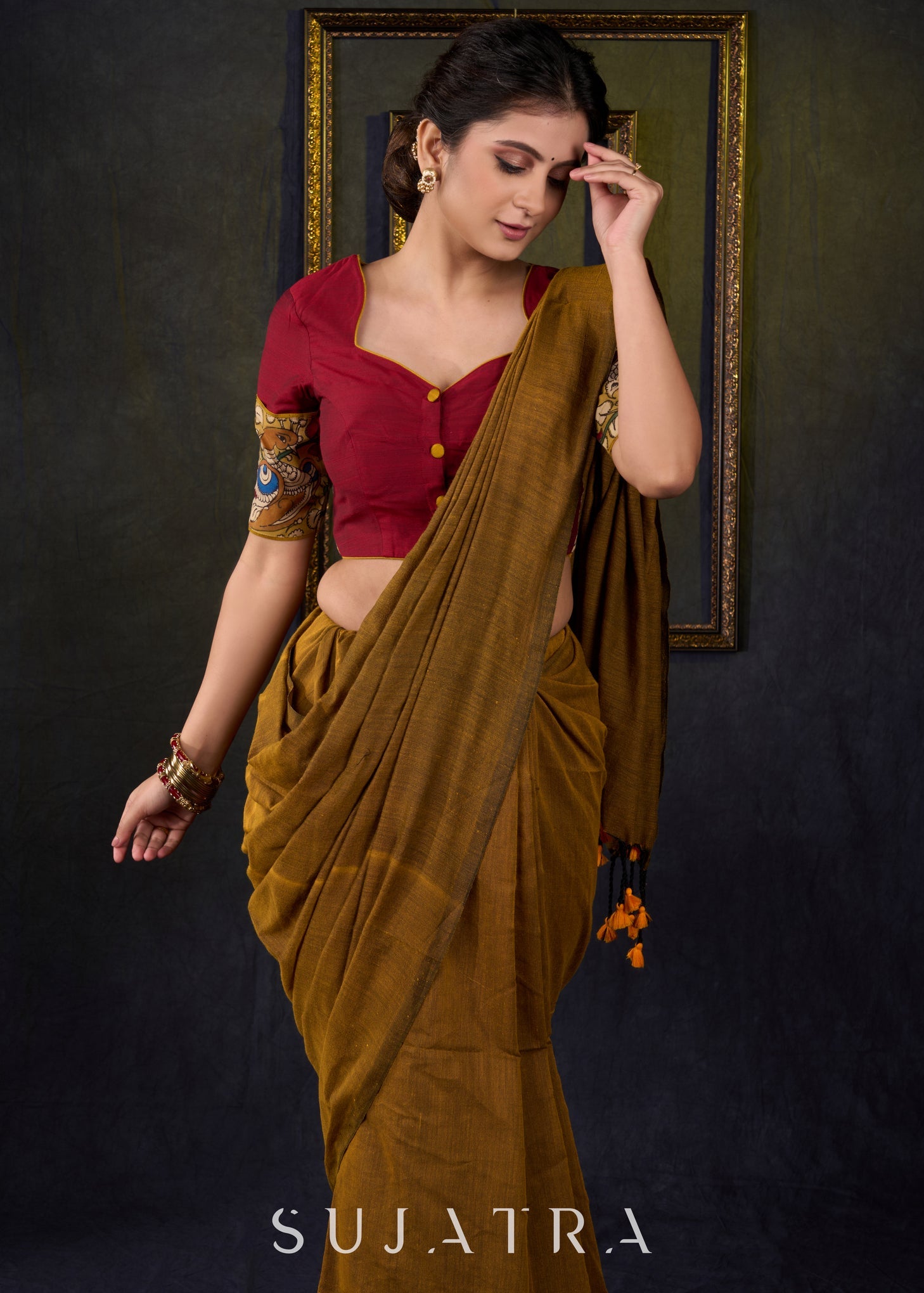 Elegant Maroon Kalamkari Blouse