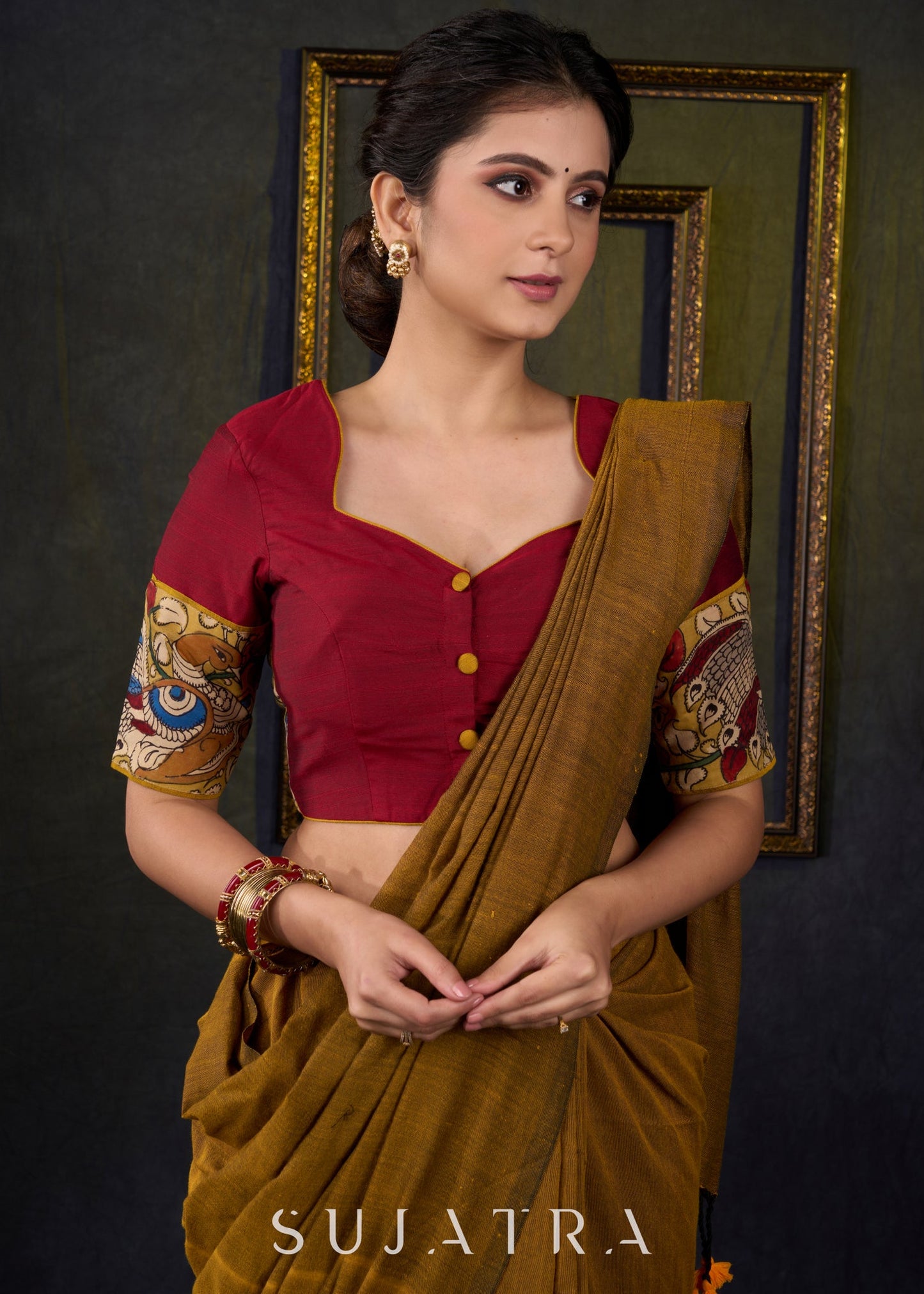 Elegant Maroon Kalamkari Blouse