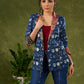 Chic Navy Blue Kantha Jacket With Contrasting Collar For A “Stylish Twist”   Inner Optional