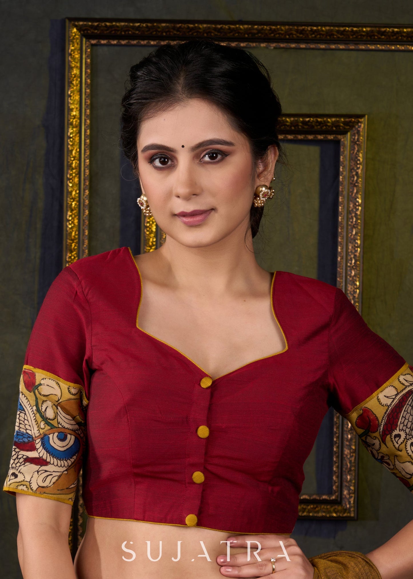 Elegant Maroon Kalamkari Blouse