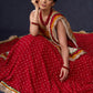 Beautiful Red Bandhani Lehenga With Mustard Embroidered Blouse & Matching Dupatta.