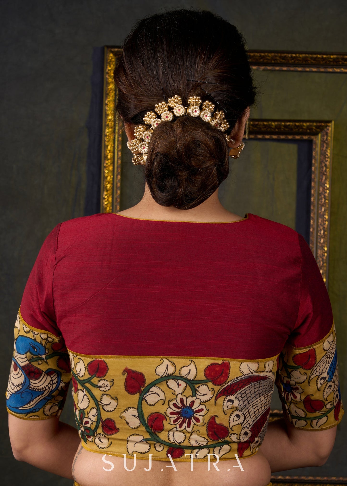 Elegant Maroon Kalamkari Blouse