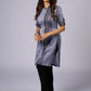 Elegant Grey Cotton Tunic with Ikat Details