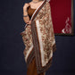 Combination of Exclusive hand block Fakira Print & Dark Rust Handloom Cotton Saree