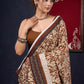 Combination of Exclusive hand block Fakira Print & Dark Rust Handloom Cotton Saree