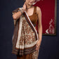 Combination of Exclusive hand block Fakira Print & Dark Rust Handloom Cotton Saree