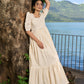 Graceful off white hakoba dress highlighted with mirror & macrame laces