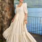 Graceful off white hakoba dress highlighted with mirror & macrame laces