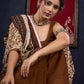 Combination of Exclusive hand block Fakira Print & Dark Rust Handloom Cotton Saree