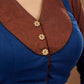 Rust & navy blue cotton blouse with subtle embroidery and a crisp collar for work & formal events