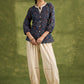 Blue Ajrakh Hand Blocked Cotton Top With Laces - Pant Optional