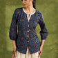 Blue Ajrakh Hand Blocked Cotton Top With Laces - Pant Optional