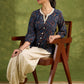 Blue Ajrakh Hand Blocked Cotton Top With Laces - Pant Optional