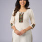 Elegant Off White Cotton Tunic with Intricate Mirror Patch Work