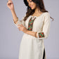 Elegant Off White Cotton Tunic with Intricate Mirror Patch Work