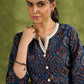 Blue Ajrakh Hand Blocked Cotton Top With Laces - Pant Optional