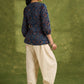 Blue Ajrakh Hand Blocked Cotton Top With Laces - Pant Optional