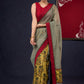 Stylish Chanderi & Hand block printed natural color Ajrakh Combination Designer Saree