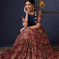 Evergreen Kalamkari Lehenga With Navy Blue Embroidered Blouse & Matching Dupatta.