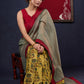 Stylish Chanderi & Hand block printed natural color Ajrakh Combination Designer Saree