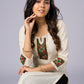 Elegant Off White Cotton Tunic with Intricate Mirror Patch Work