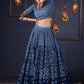 Indigo Prints Mix & Match Lehenga With Antique Gold Embroidery On Blouse & Matching Dupatta.