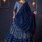 Indigo Prints Mix & Match Lehenga With Antique Gold Embroidery On Blouse & Matching Dupatta.