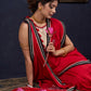 Red Bengal Cotton Saree with Intricate Hand-painted & Embellished Saree