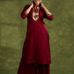 Graceful Maroon Rayon Flowy Kurta - Palazzo Optional