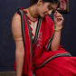 Red Bengal Cotton Saree with Intricate Hand-painted & Embellished Saree