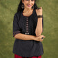 Elegant Black Cotton Trendy Top With Decorative Shells - Pant Optional