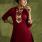 Graceful Maroon Rayon Flowy Kurta - Palazzo Optional