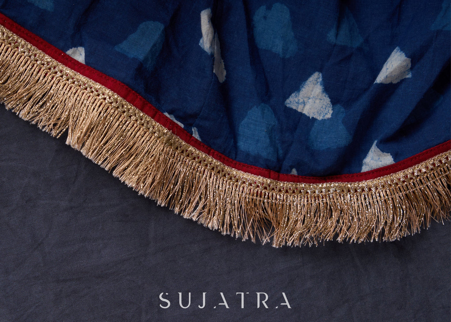 Indigo Prints Mix & Match Lehenga With Antique Gold Embroidery On Blouse & Matching Dupatta.