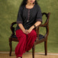 Elegant Black Cotton Trendy Top With Decorative Shells - Pant Optional