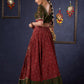 Green & Maroon Ajrakh Mix & Match Lehenga With All Over Embroidery & Contrast Dupatta.