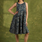 Indigo Boho Rayon Dress. Whimsical Indigo Printed Dress With Eclectic Boho-Inspired Patterns