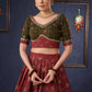 Green & Maroon Ajrakh Mix & Match Lehenga With All Over Embroidery & Contrast Dupatta.