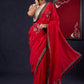 Red Bengal Cotton Saree with Intricate Hand-painted & Embellished Saree