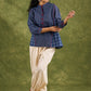 Trendy Oversized Cotton Navy Top - Pant Optional