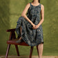 Indigo Boho Rayon Dress. Whimsical Indigo Printed Dress With Eclectic Boho-Inspired Patterns