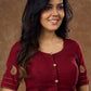 Real elegance : Maroon cotton blouse featuring intricate phaisley embroidery perfect for making a sophisticated statement