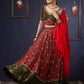 Green & Maroon Ajrakh Mix & Match Lehenga With All Over Embroidery & Contrast Dupatta.