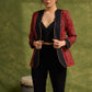 Evening Glamour : Maroon Ajrakh Jacket With Stylish Neckline & Striking Gold Piping