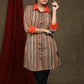 Smart Striped cotton shirt tunic - Ajrakh floral jacket Optional