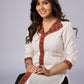 Classy Off White Cotton Ajrakh Collared Tunic